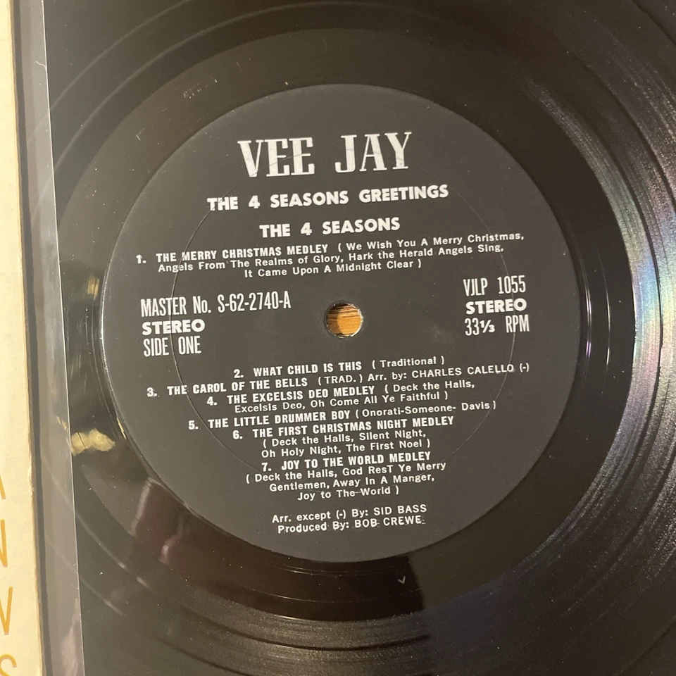 RARE The 4 Seasons Greetings / Christmas LP Vee Jay Stereo 1st Press EX!!!! - Image 3 of 4