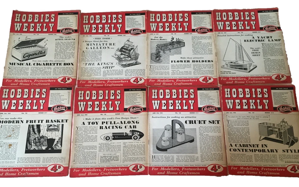 34 x 1955 Hobbies Weekly Magazines_Modellers_Fretworkers_Home Craftsmen_Plans - Image 4 of 4
