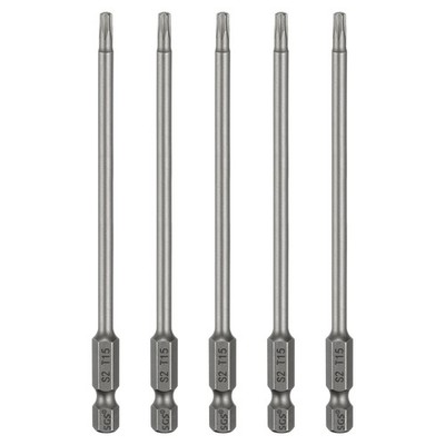 5x T15 Torx Bit 1/4'' 110mm magnet. S2 f. Akkuschrauber
