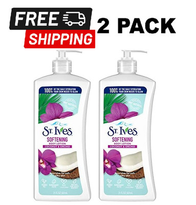 (Pack of 2) St Ives Softening Moisturizers Body Lotion Coconut & Orchid 21 FL OZ
