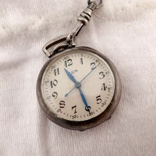 ELGIN 1940 WW2 Military , Open Face 925 Sterling Silver Case  POCKET WATCH 140