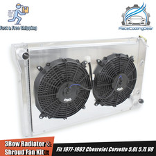 For 19771982 Chevy Corvette C3 Heavy Duty 3row Radiator With Shroud Dual Fan