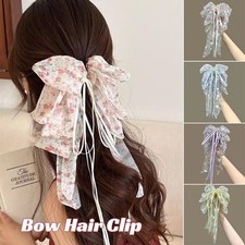 Oversized Bow Hair Clip Women Fashion Ditsy Floral Spring Clip Ponytail Gift.