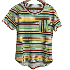 LOEWE Back Anagram Embroidered Striped T-Shirt Size Small, Multicolor Women USED