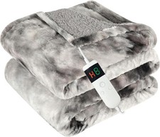 Electric Heated Blanket Throw 50"x60" Faux Fur Heating Blanket 1-8h Timer NEW