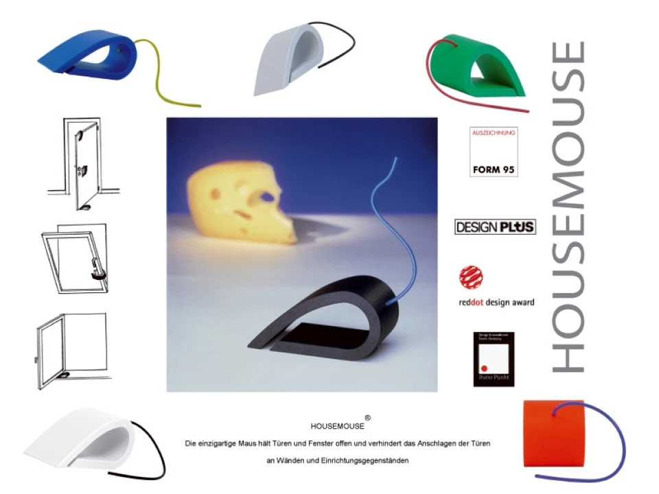 Türstopper Fensterstopper Fensterkeil Doorstop HOUSE MOUSE blau Artikel-Design  - Bild 3 von 4