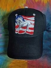 3D Embroidered Mustang Over Flag Hat