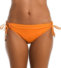 NWT- La Blanca 'Island Goddess' Side-Tie Bikini Swimsuit Bottom, Tangerine - 12