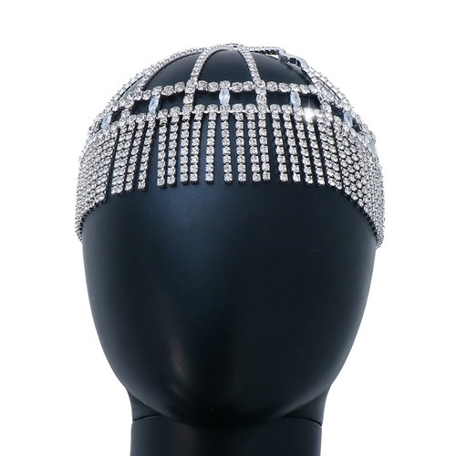 Punk Rhinestone Fringed Hair Chain Headband Crystal Bridal Headwear Headpiece - Picture 19 of 45