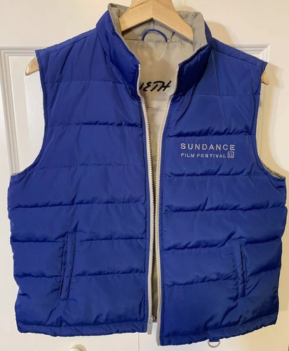 KENNETH COLE Vest MEN'S Sz L Blue Down Blend Filling Sundance Film Festival Rare - Picture 3 of 9