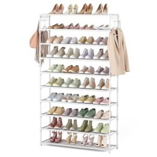 10 Tiers Shoe Rack 50 Pairs Large Capacity Tall Shoe Organizer Sturdy White