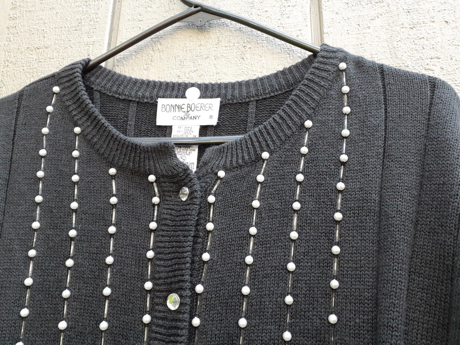 Vtg Bonnie Boerer Sweater Pearl Beaded Embellishe… - image 11