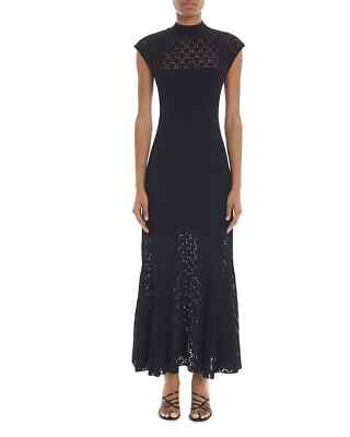 Lanvin - Long Dress In Lace Effect Knit For Women - Black - Size L