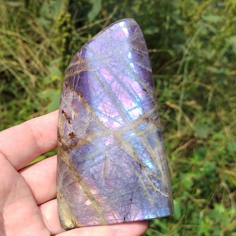 Natural Labradorite Specimen Quartz Crystal Spectrolite Mineral Healing 263g