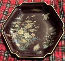 Vintage Japanese Andrea by Salek Decorative Porcelain Hexagonal Dish w/ Quail