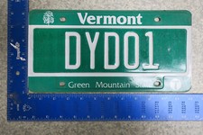 Vermont Vanity License Plate Tag VT 2001 01 DYDO1 DYDO 1