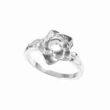 Silver 5 mm Round Flower Semi Mount Ring 5 mm Round Engagement Ring Setting
