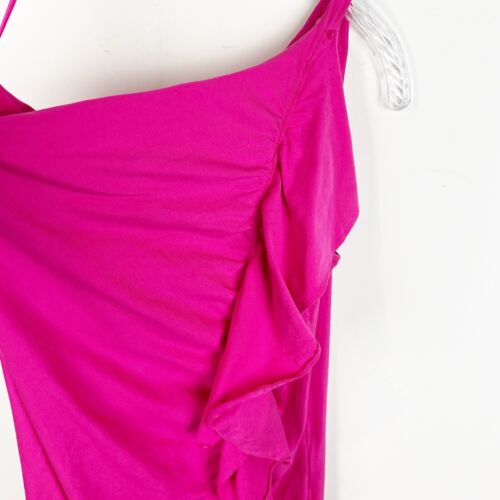 Ralph Lauren Black Label Women’s L One Shoulder Dress Pink Ruffle Cotton EUC - Picture 3 of 10