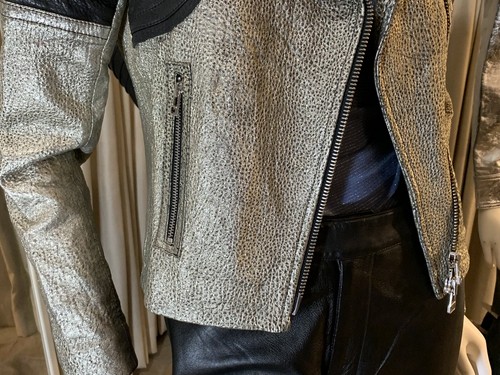 Faith Connexion Silver Black Luxury Lamb Leather Jacket Sz 36 NWT MSRP $1155 - Picture 5 of 12
