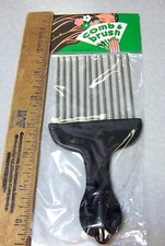 Vintage 1960s Metal hair brush pick, new in package, Comb Brush on header card