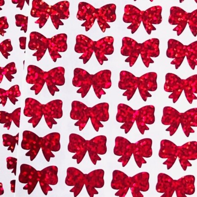 Red Bow Wrapping Sticker Red Holographic Sparkle Bow Stickers! - Choose a Size | eBay