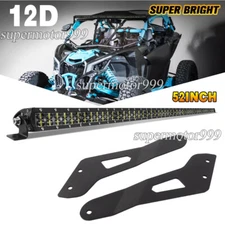 Upper Roof 52'' LED Light Bar Bracket Mount Kit Fit Can-am Maverick X3 DS RS MAX