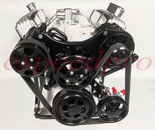 Small Block Chevy Serpentine Kit Front Drive System Black Sbc 350 Ac Alt Ps Lwp