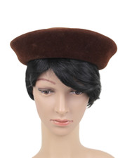 VTG I.Magnin Hechet France BROWN WOOL MID CENTURY WOMEN'S HAT One Size