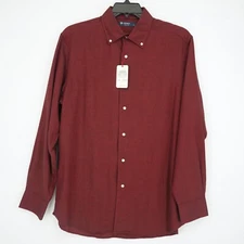 Cremieux Men's Long-Sleeve Shirt L Red 100% Cotton New York Edition NWT $89.50