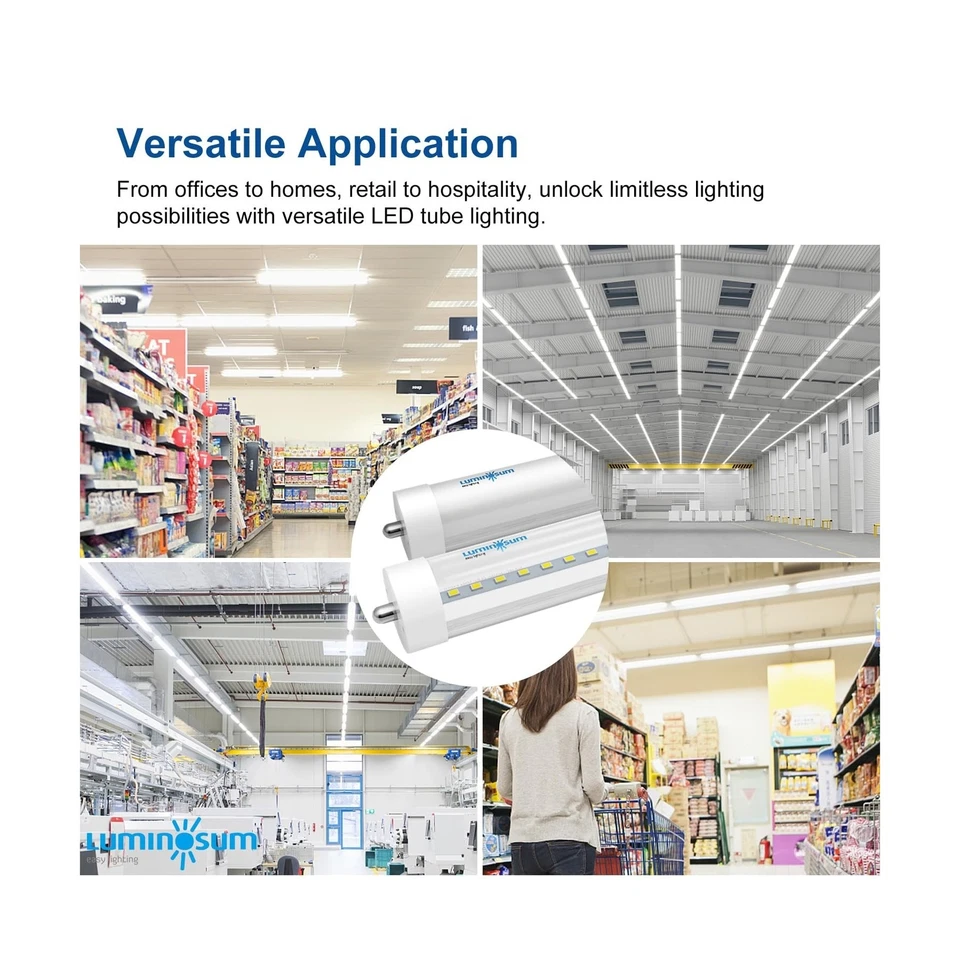 Tubo de luz LED T8 8 pies 40 W, base FA8 de un solo pin, cubierta transparente, blanco frío 60... Foto 4 de 4