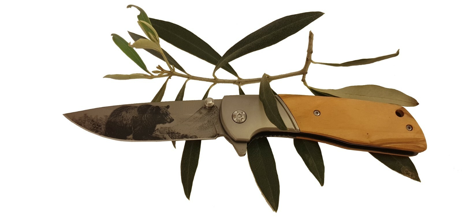 Couteau pliant acier 7261 manche bois olivier pour une coupe nette sans effort