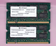 1GB 2x512MB PC-2700S DDR-333 INFINEON HYS64D64020GBDL-6-B LAPTOP RAM Kit SODIMM