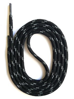 SNORS SCHNÜRSENKEL rund SCHWARZ GRAU 75-200cm 5mm Polyester Schuhband Outdoor 