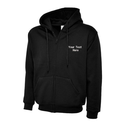 Personalizzato Ricamato Zip Intera Felpa con Cappuccio Testo Logo Unisex Lavoro - Picture 5 of 24