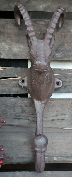 ❤️GroßEr Steinbock Haken Garderobe Gusseisen Antiklook Jagd Vintage Alpen❤️-image