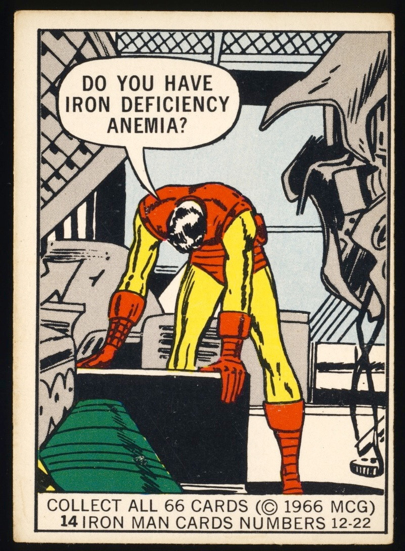 1966 MARVEL SUPER-HEROES Trading Card #14 IRON MAN Donruss