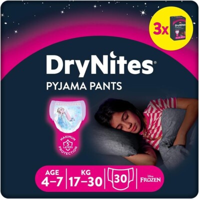 Huggies DryNites Dry Nights Schlafanzug Disney Mädchen Gr. 4-7 30er Pack Windelhosen