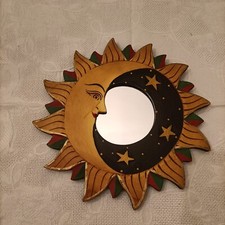 SPECCHIO IN LEGNO VINTAGE SOLE LUNA STELLE