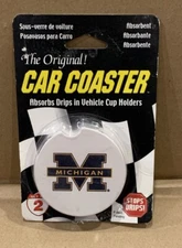 2 Pack!!! Michigan Wolverines Car Auto Coasters Absorbent Stoneware