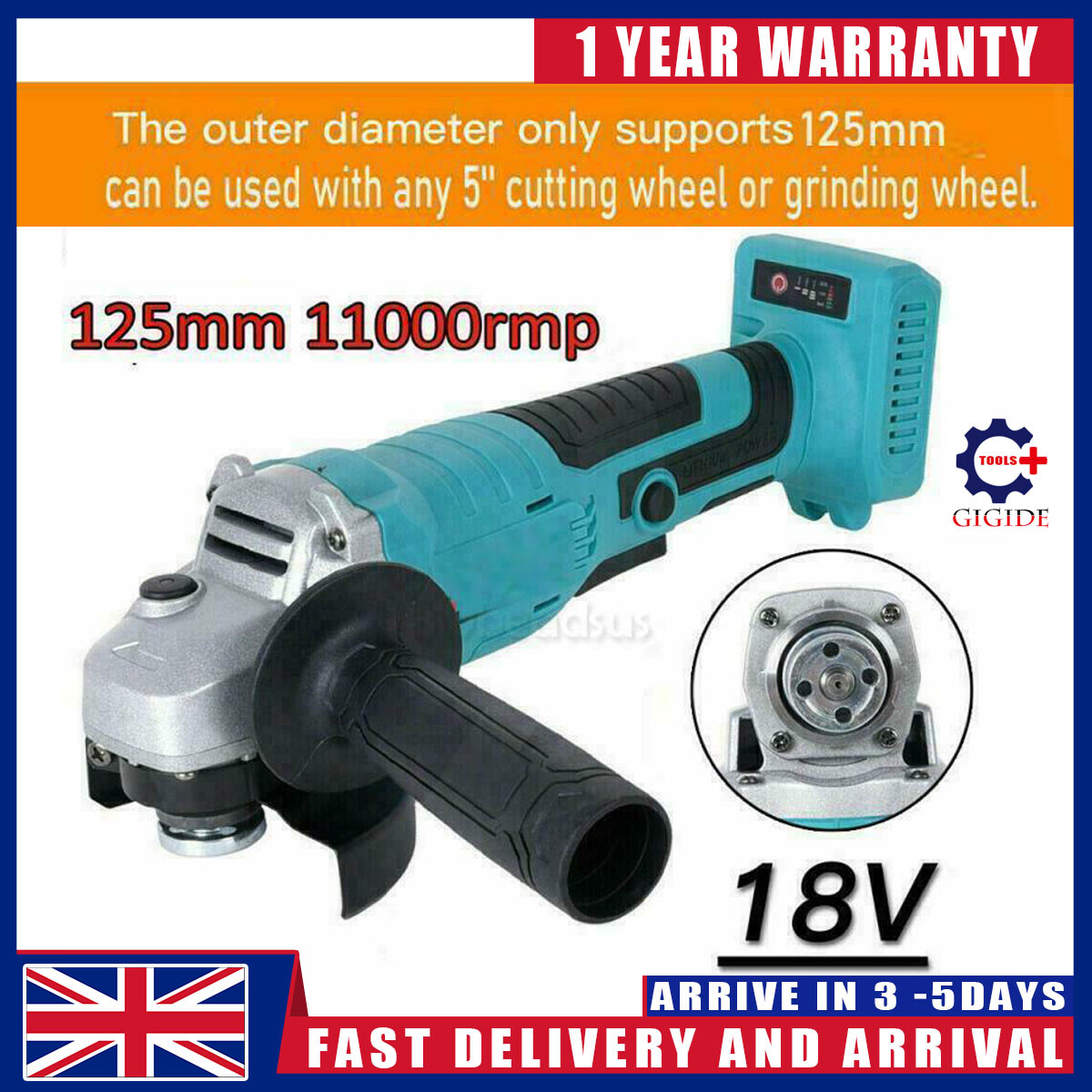 Electric Impact Wrench Gun 1/2'' Driver 520Nm 18V Torque Impact Wrench