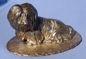 LHASA APSO SHIH TZU MALTESE STERLING SILVER DOG ENGLAND 5" FIGURINE marks