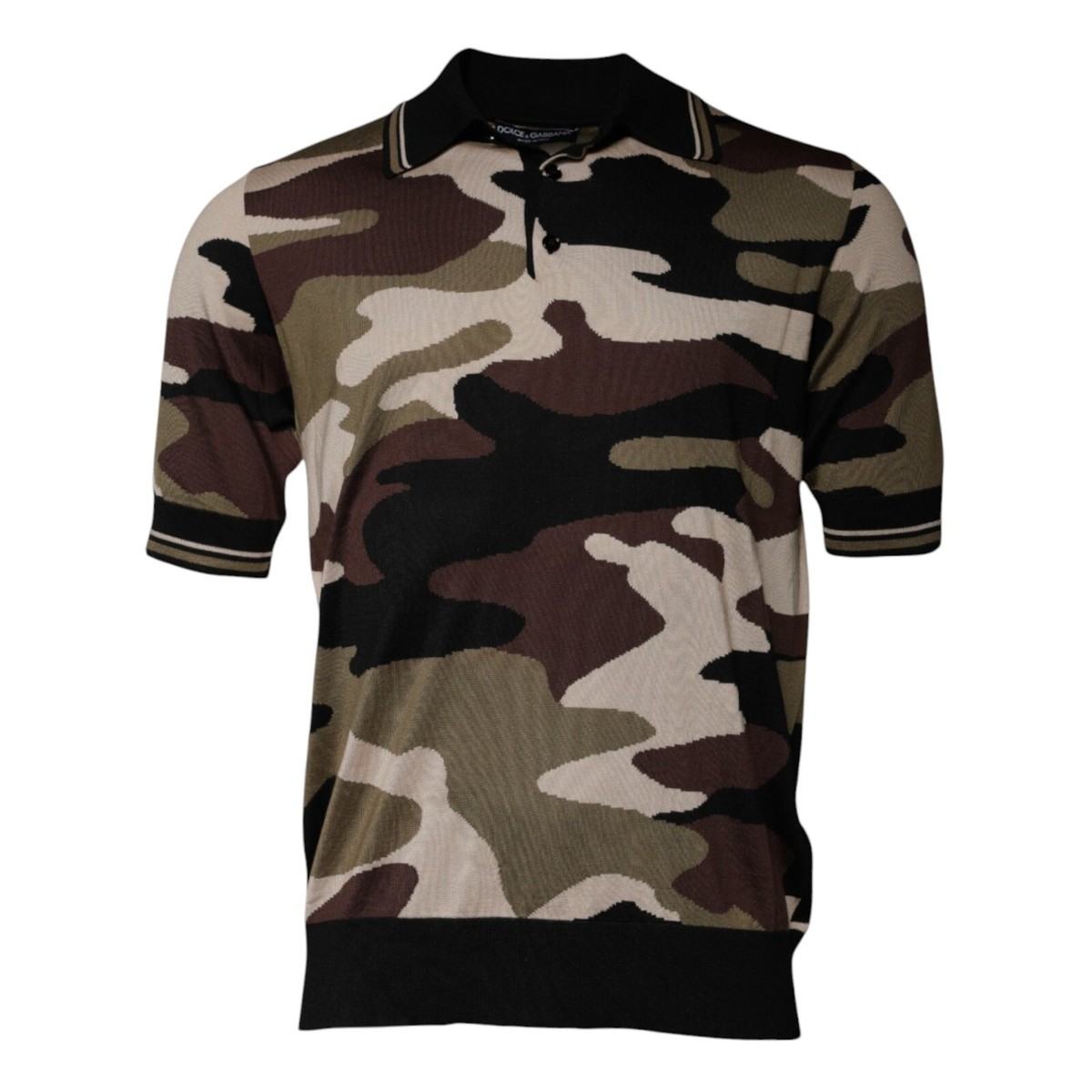 トップス 00s dolce&gabbana camo pattern polo DOLCE & GABBANA T-shirt Multicolor Camouflage Collared Polo IT50
