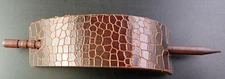 HANDMADE brown FAUX ALLIGATOR HAIR STICK PIN BARRETTE leather ACCESSORY