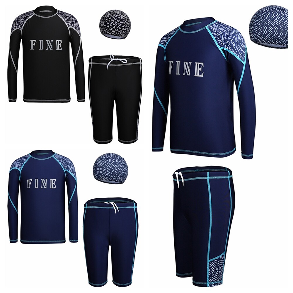 Kids Boys Tracksuit Training Top With Shorts Tankini Shirt And Bottoms Hat  Swim