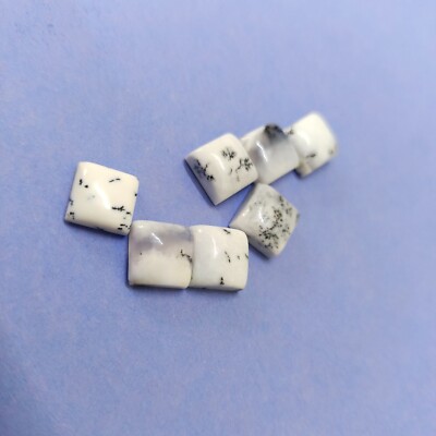 Natural Dendrite Opal Square Shape Cabochon Flat Back Calibrated Gemstone Craft