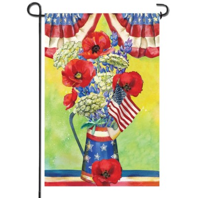 Anley July 4th Summer Flowers Patriotic USA American Garden Flags Double Sided
