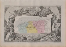 Victor LEVASSEUR: old map of French Algeria, original ENGRAVING