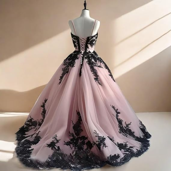 nicki minaj black and gold dress Sweetheart Long Pink Beaded Lace Strapless Pretty Prom Dress with Ruff –  misshow.com