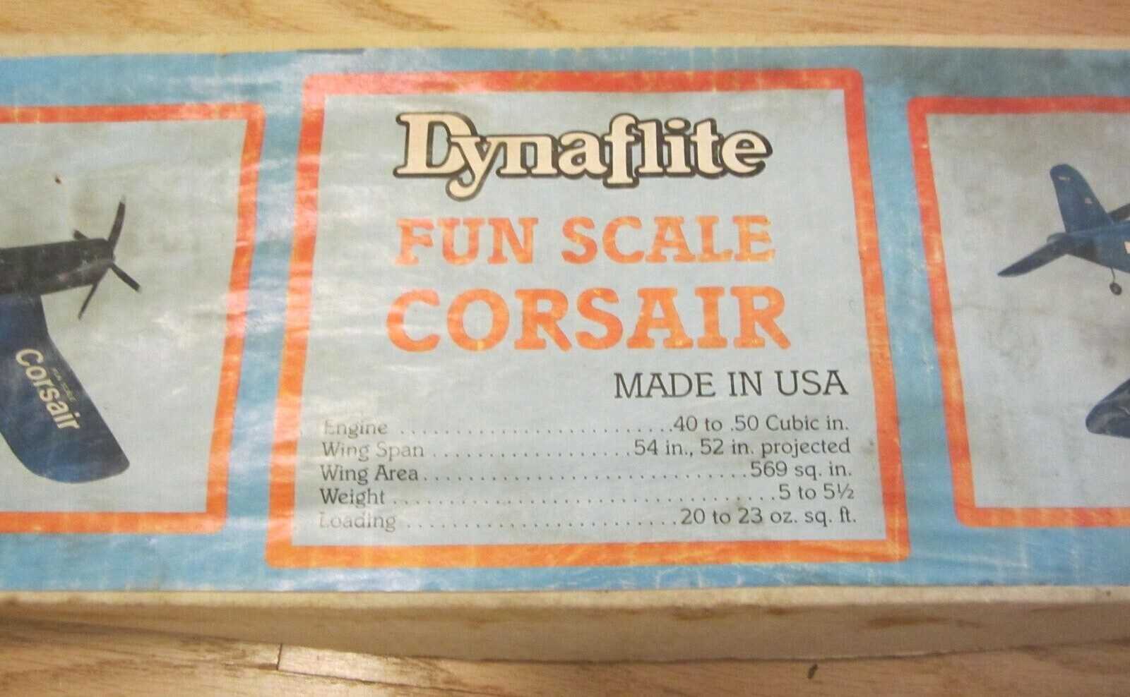 Dynaflite 3013 Corsair Fun Scale .40 Vintage RC Model Airplane Kit RARE