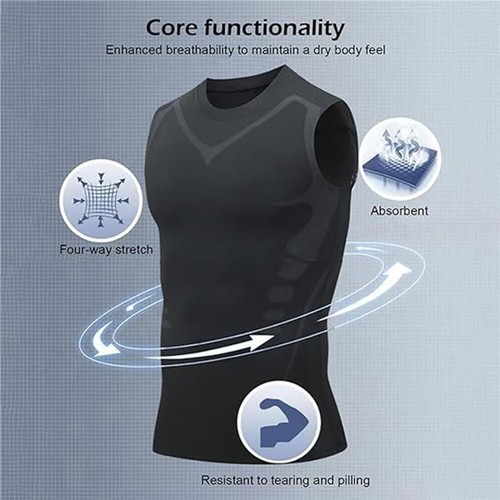 Men's Ionic Shaping Vest Breathable Quick Dry Sports Wrokout Compress Base Layer - Picture 5 of 18